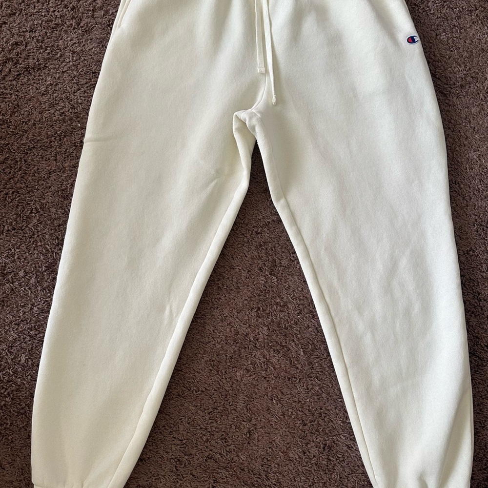 Champion Women’s Cream/Off-White Sweatpants with Logo